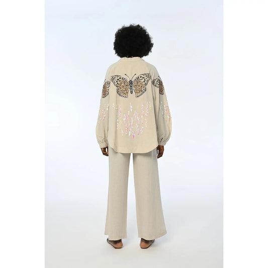 Butterfly Embroidered Women's Oversize Kimono Jacket