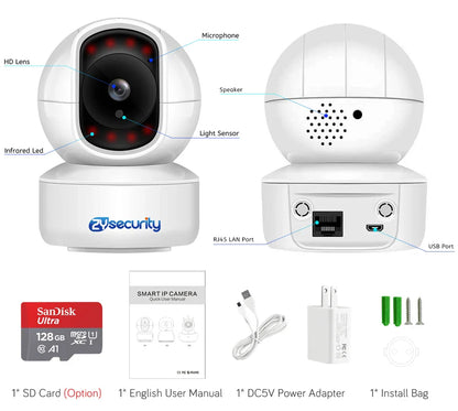 5MP Indoor Security Camera Human Detect Auto Tracking Wifi PTZ IP Camera Smart Home Protection 2-way Audio Nanny/Pet/Baby Camera