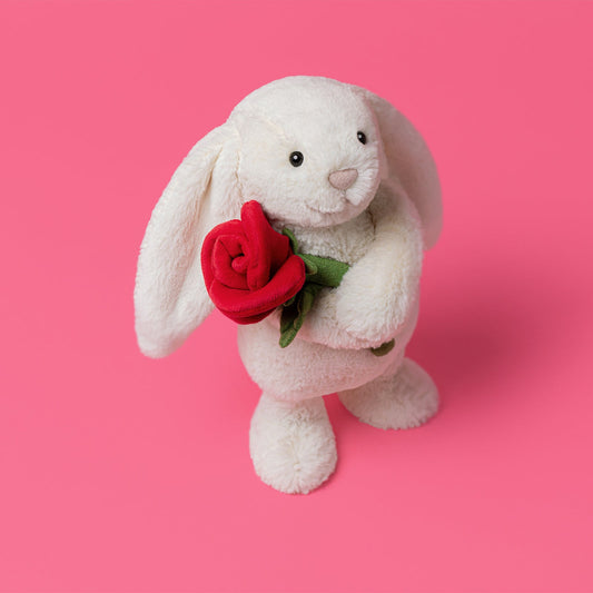 Jellycat Cream Bunny with Rose