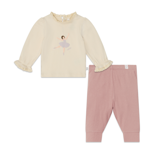 Ballerina Frilled Ribbed Top & Ribbed Leggings Outfit