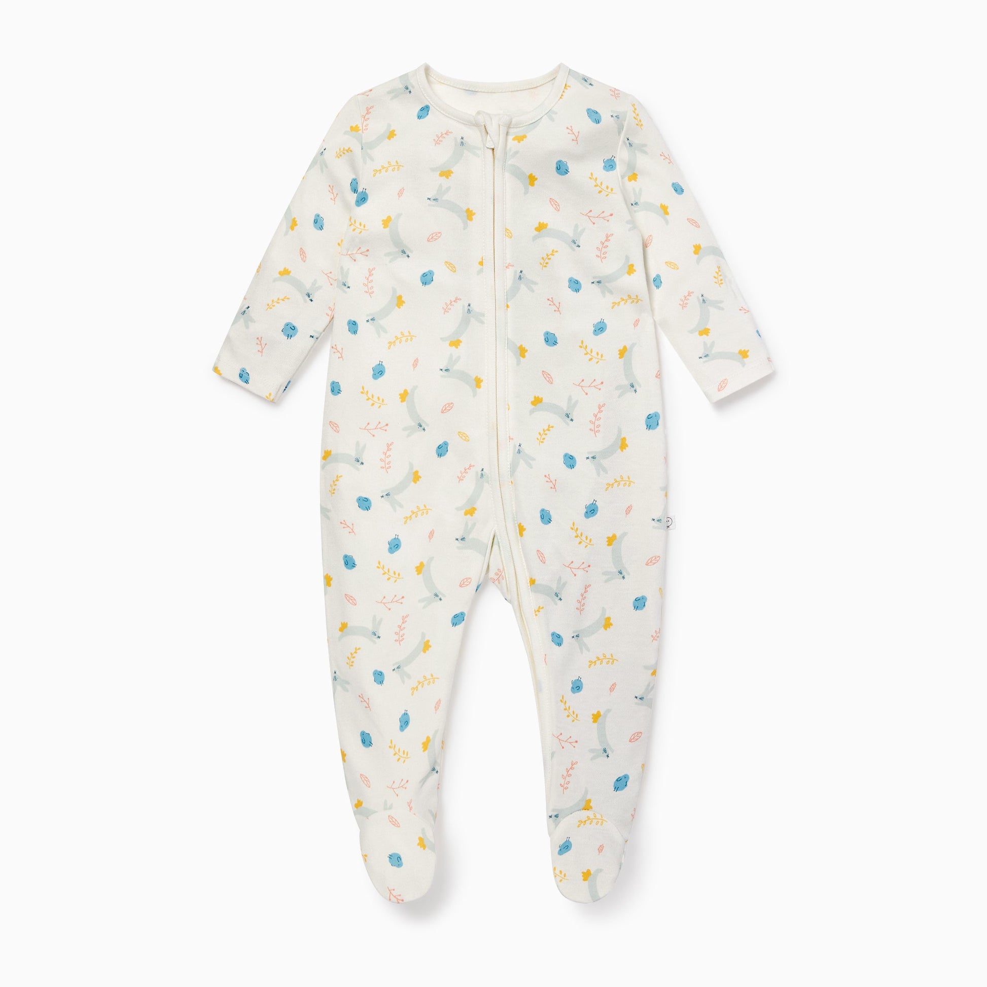 Bunny Print Zip-Up Sleepsuit