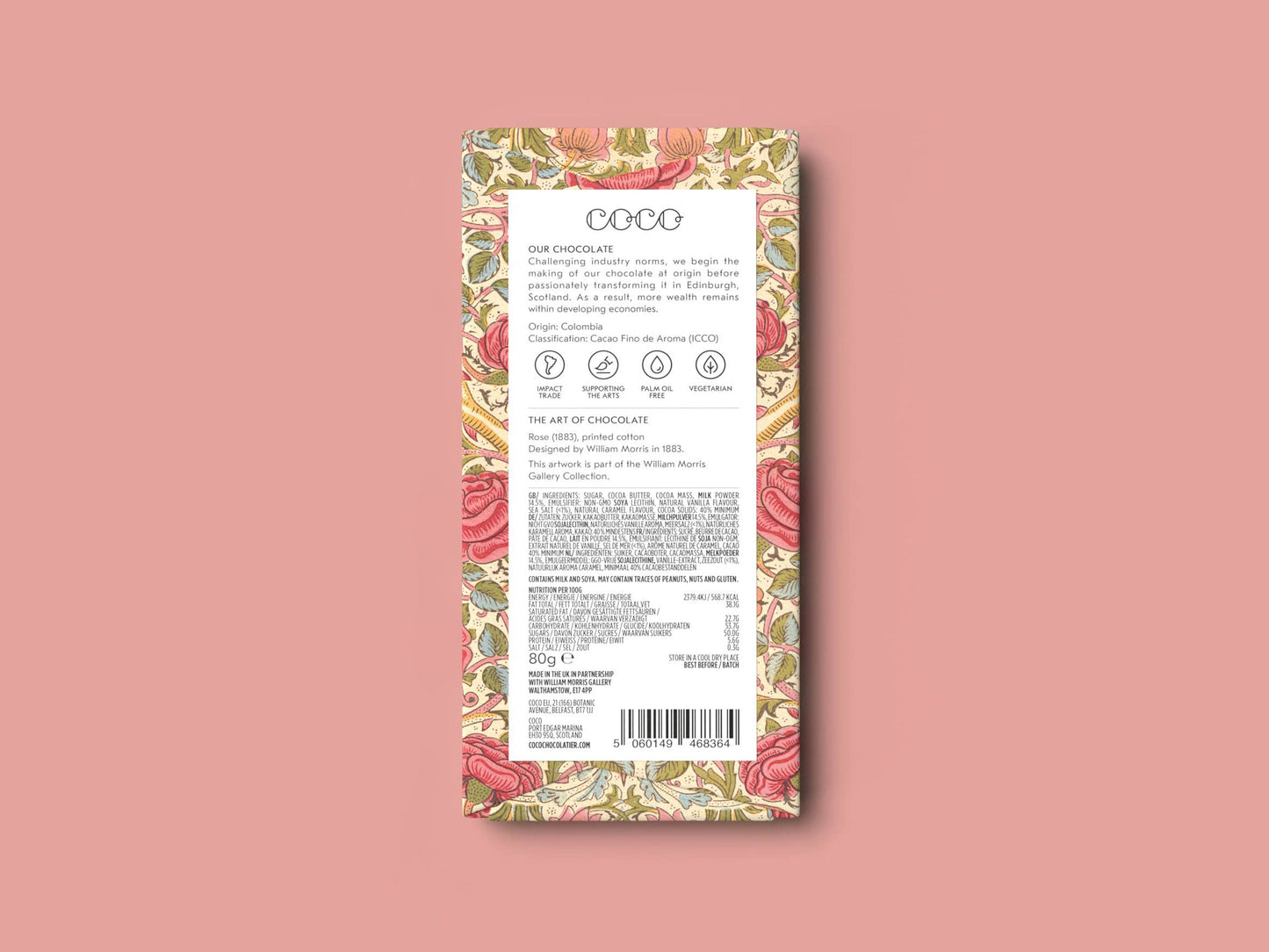 COCO Chocolatier Salted Caramel Milk Chocolate William Morris Limited Edition