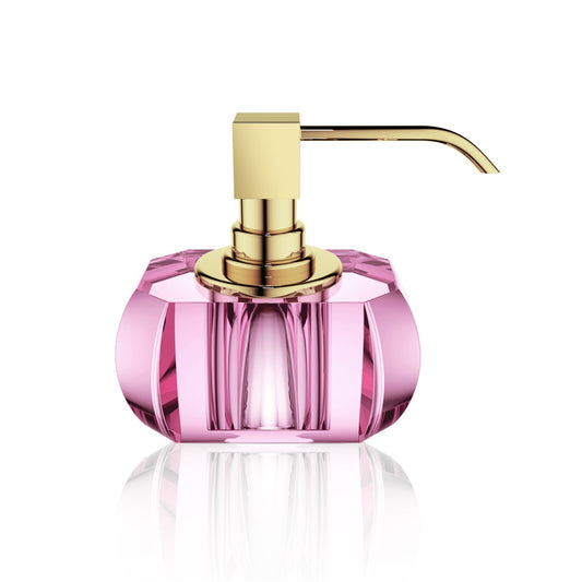 decor walther | KRISTALL collection | soap dispenser polished | pink + gold  24 carat gold