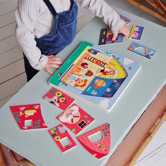 Djeco Chez Moo Wooden Layer Puzzle