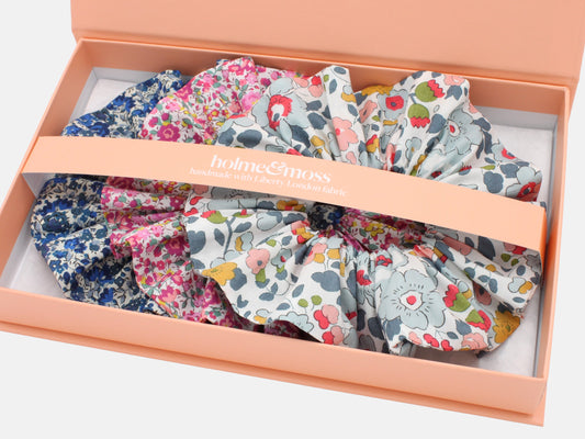Scrunchie Gift Box, Liberty Print Ditsy Florals Collection, Set of Three