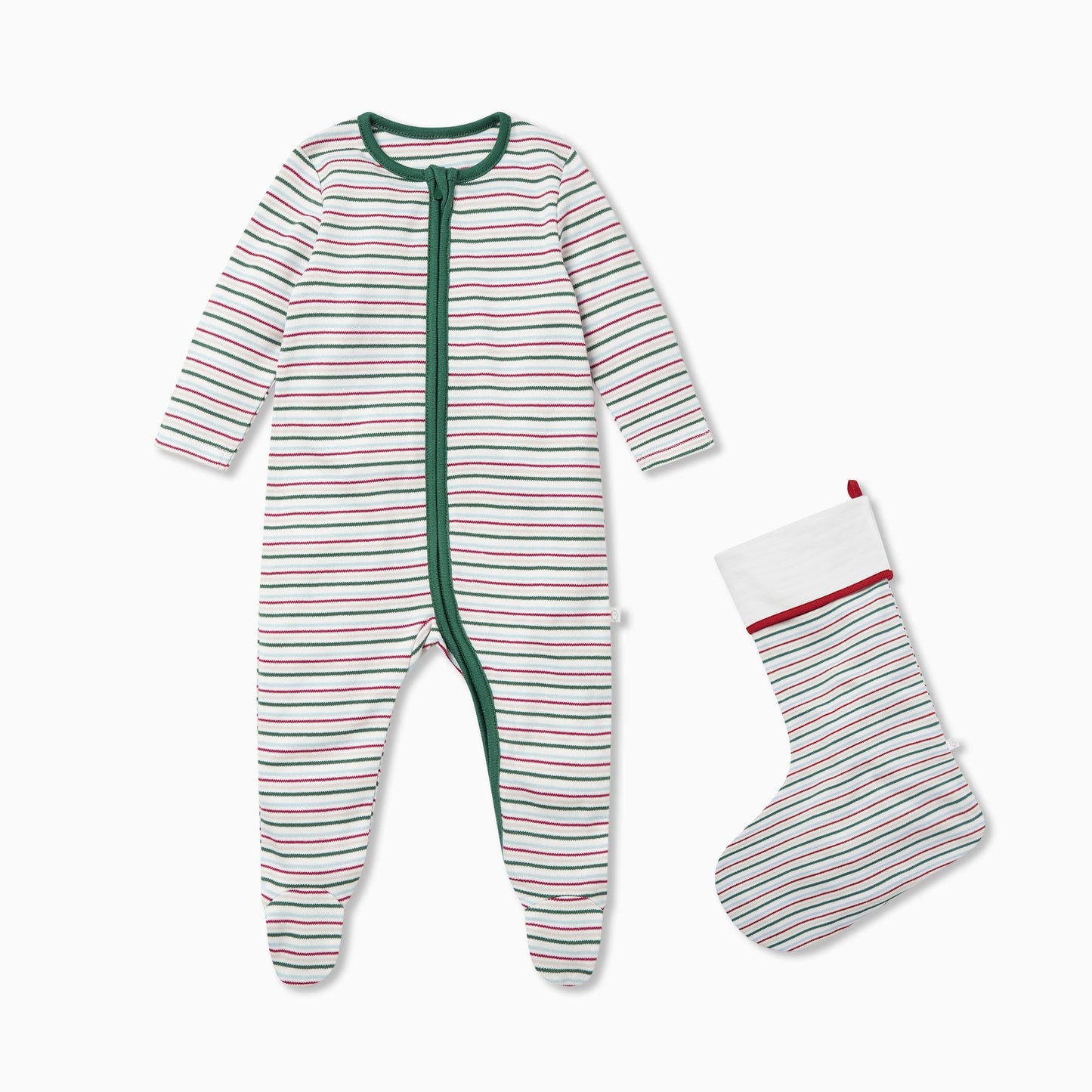 Festive Stripe Zip-Up Sleepsuit & Stocking Set