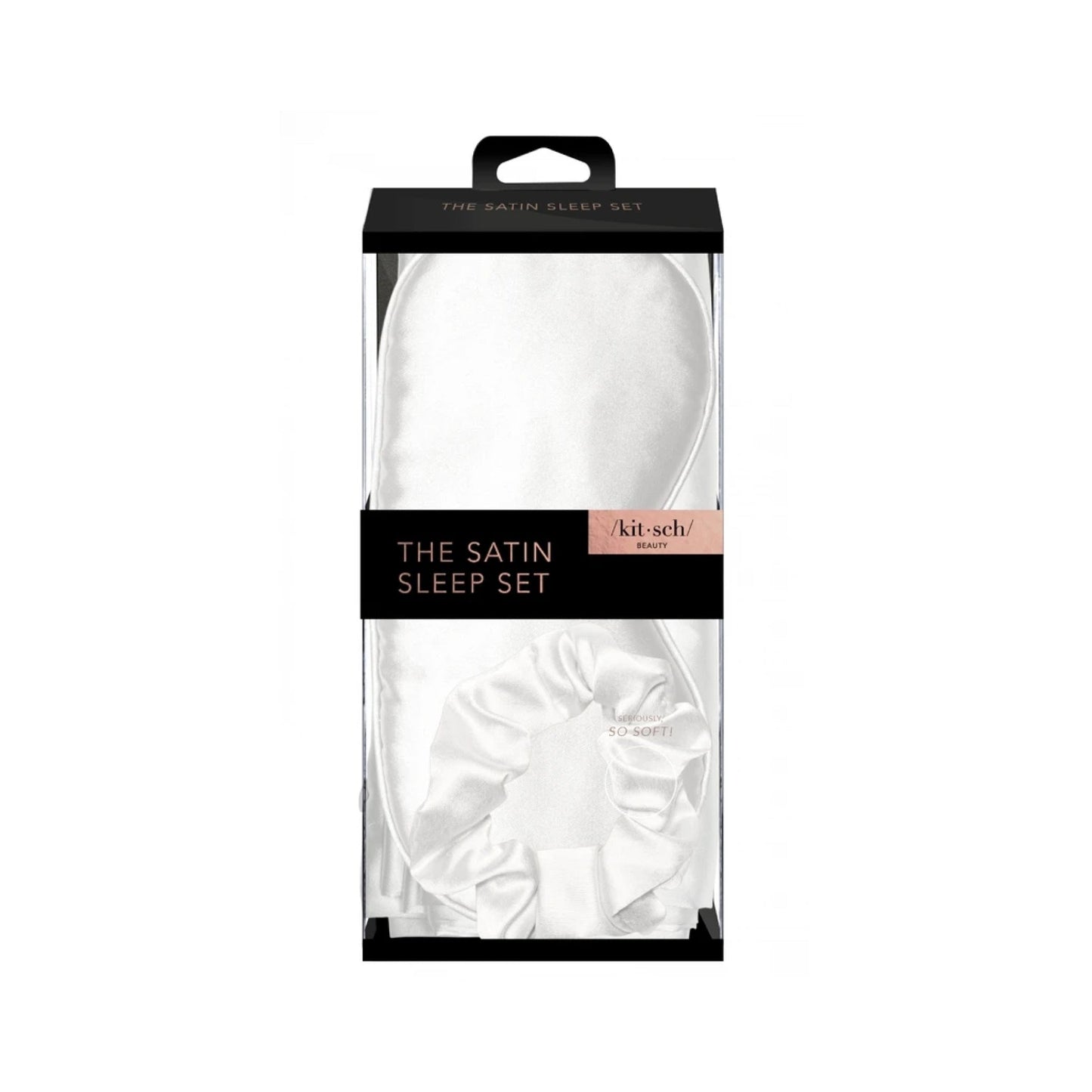 satin sleep set in ivory/black