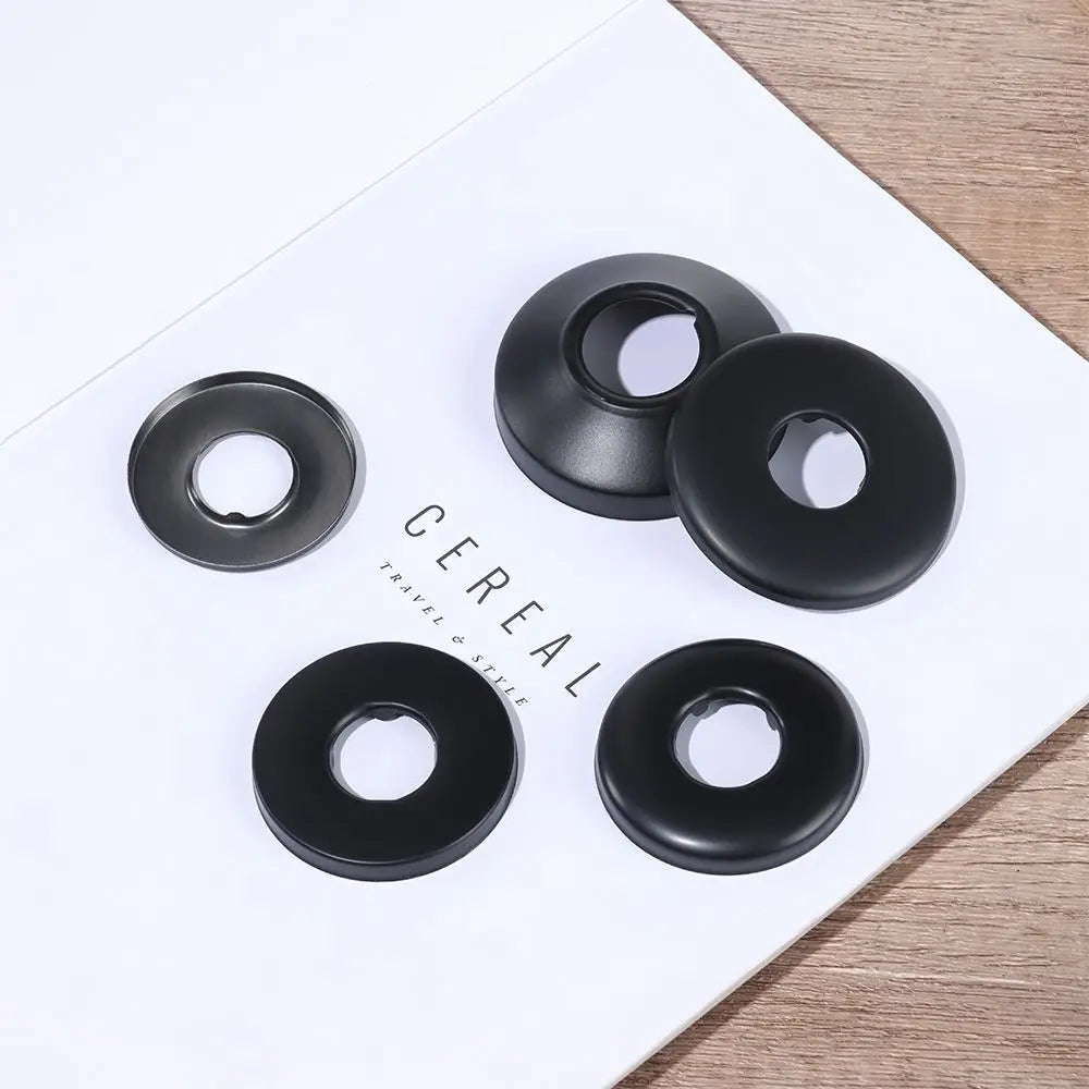 Black Shower Faucet Decorative Cover Chrome Finish Stainless Steel Wall Flange Water Pipe Wall Covers Bathroom Faucet Accessory