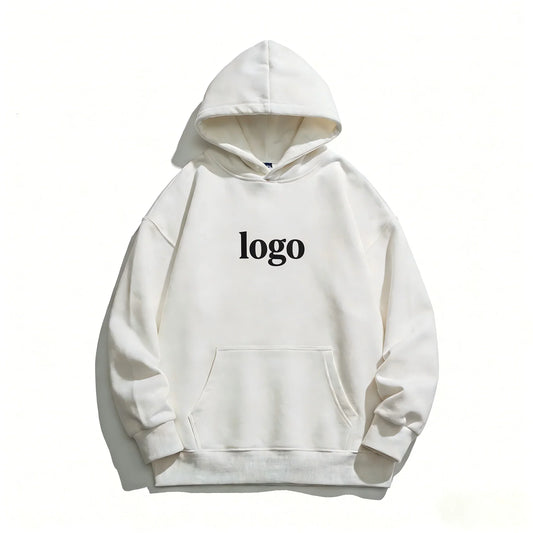 Blank Oversized Streetwear Custom logo Pullover Hoodie Men's 100% Cotton Thick Heavy High Quality
