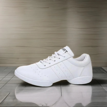 Children's Modern Competitive Dance Sneakers Latin Dance Gymnastics Cheerleading Jazz White Black Line Dance Shoes