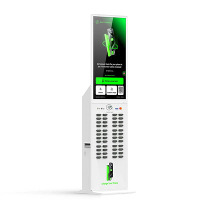 Commercial 48-Slot Mobile Phone Charging Station Vending Machine 43-Inch Touch Screen NFC Power Bank Rental for Public Spaces