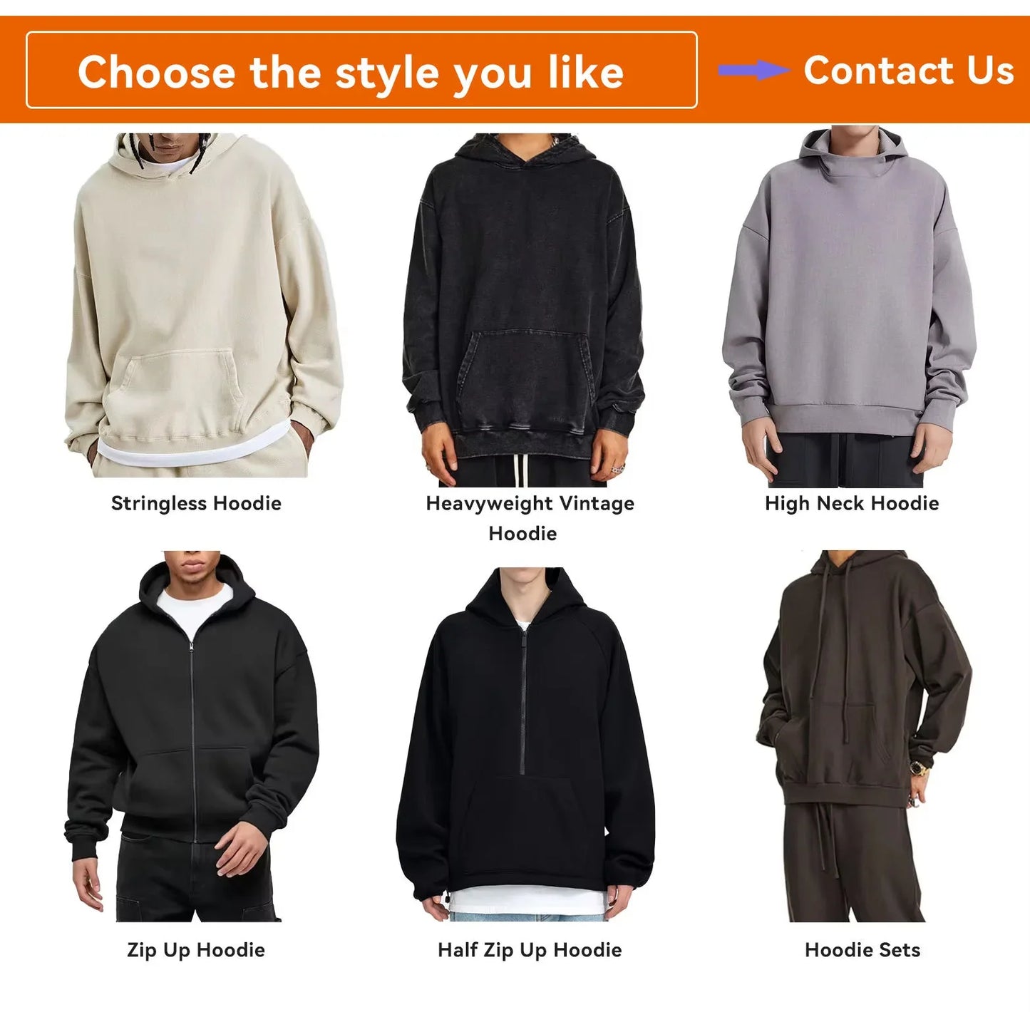 Blank Oversized Streetwear Custom logo Pullover Hoodie Men's 100% Cotton Thick Heavy High Quality