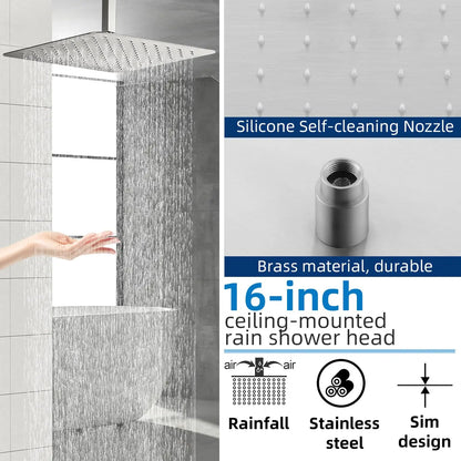 Concealed Thermostatic Shower System, Minimalist Wall Mounted Rainfall Shower Set with Mixer Tap, Brass Rain Shower Faucet
