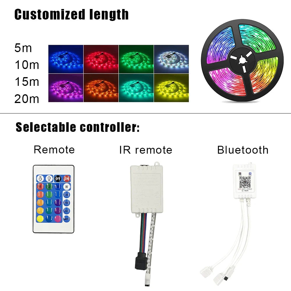 12V IR Control Indoor Decoration 5m 10m Waterproof SMD 5050 LED Strip Lights