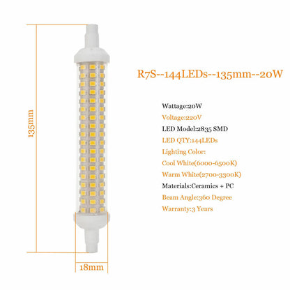10w 15w 20w  R7S Floodlight LED Lamps SMD 2835 78mm 118mm 135mm Dimmable LED Light Bulb 220V Energy Saving Replace Halogen Light