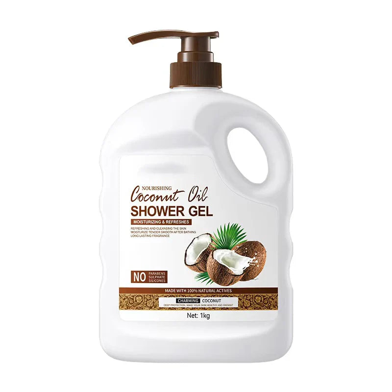 Aiooce Natural Coconut Shower Gel 500ml Herbal Infused Whitening Moisturizing Body Wash Bath Cream