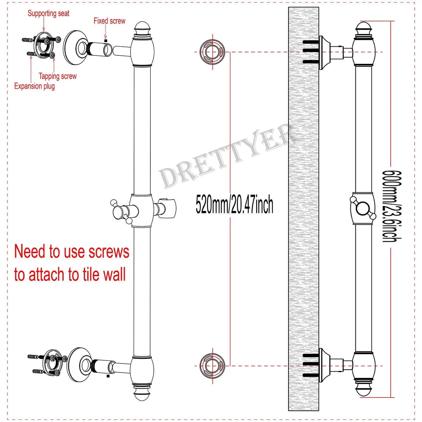Brass Polished Chrome Concealed Shower System Bathroom Slide Bar Rainfall Shower Set