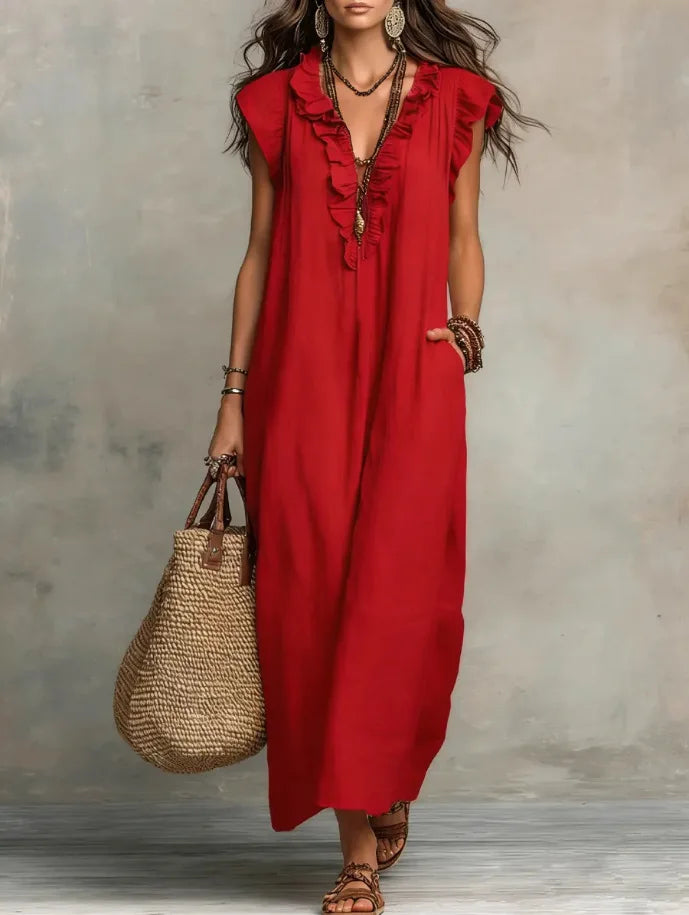 Bohemian Women Maxi Dress Summer Casual Beach Dress for Ladies