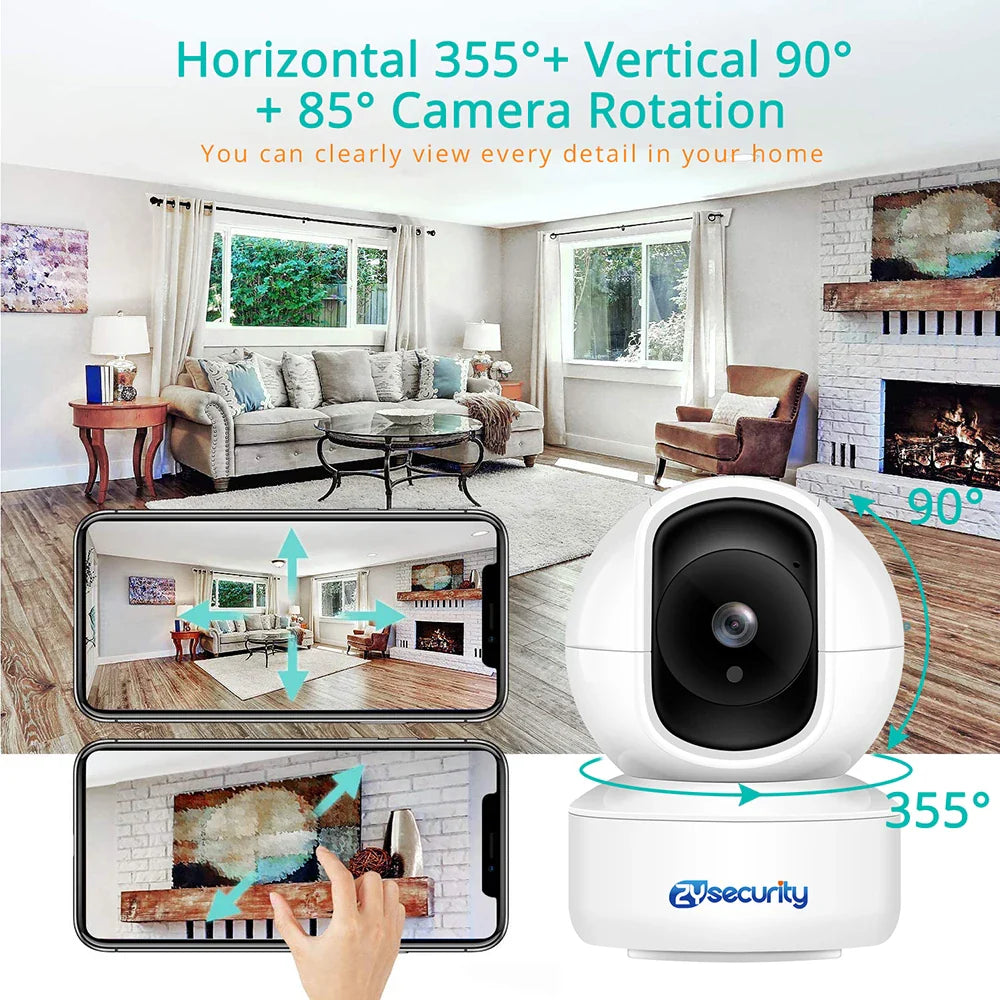 5MP Indoor Security Camera Human Detect Auto Tracking Wifi PTZ IP Camera Smart Home Protection 2-way Audio Nanny/Pet/Baby Camera