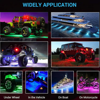 12V Mini Rock Light Colorful LED Ambient Music Lamp for Car UTV Wireless App Remote Control New Underglow Light for Car Chassis