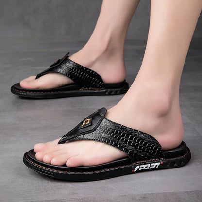 2025 Casual Slippers Sandal Mens High Quality Flip Flop Men Summer Shoes Genuine Leather Men Sandals Slippers Outdoor