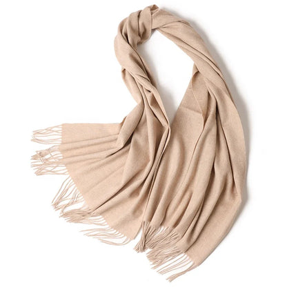 Designer Luxury Fashion Winter Ladies Wool Scarf Stoles Custom Embroidery logo Women Plain Color Wool Scarves Shawl for Women