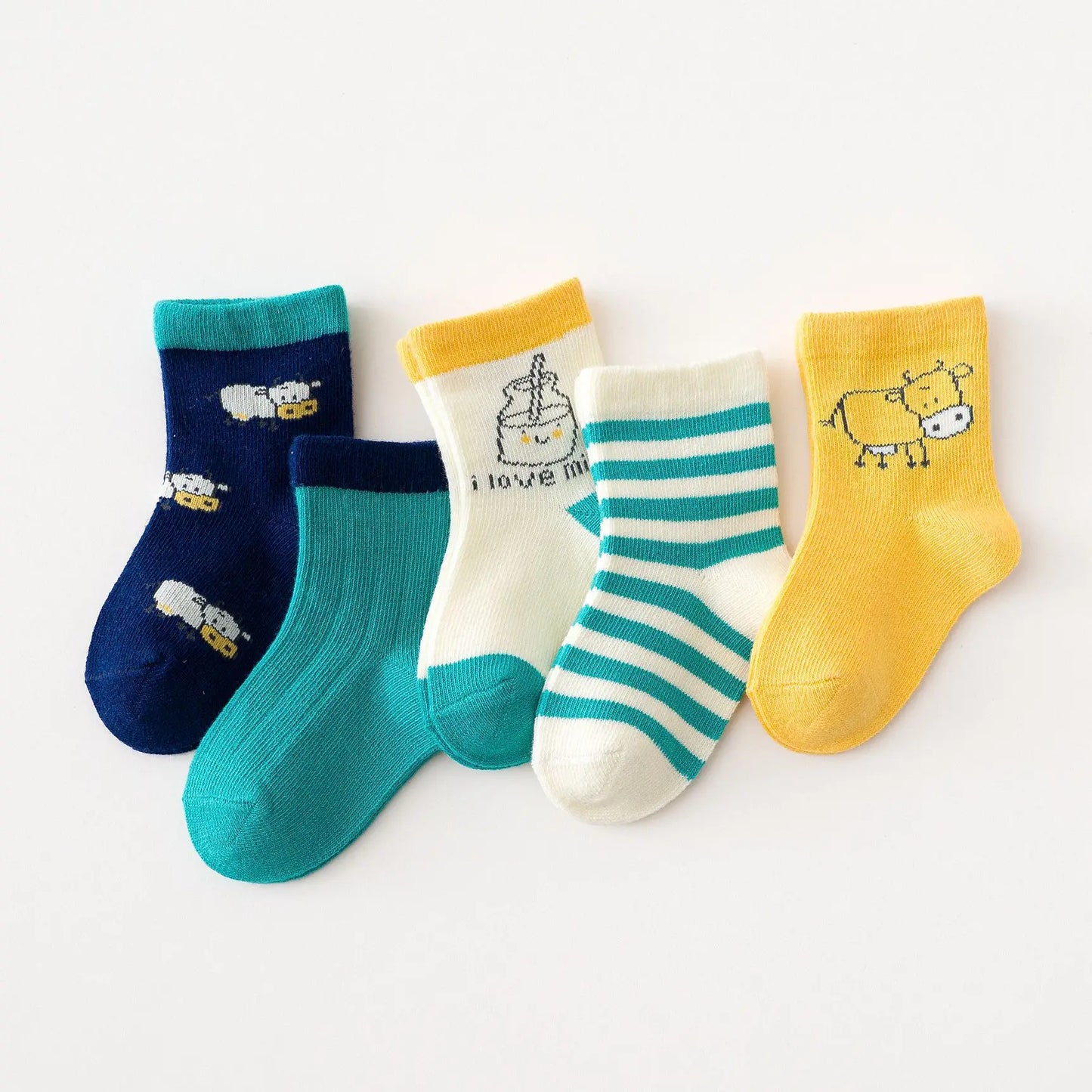5 Pairs/Lot Toddler Socks Newborn Baby Soft Prewalker Spring Cotton Girl Kids Autumn Infant Cartoon Striped Print Sock 0-12Y