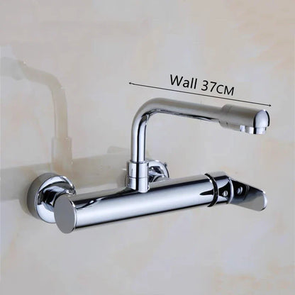 Brass Black Kitchen Faucets 360 Rotate Dual Hole Wall Mounted Silver Bathroom Faucet Cold Hot Water Folding Crane Sink Mixer Tap