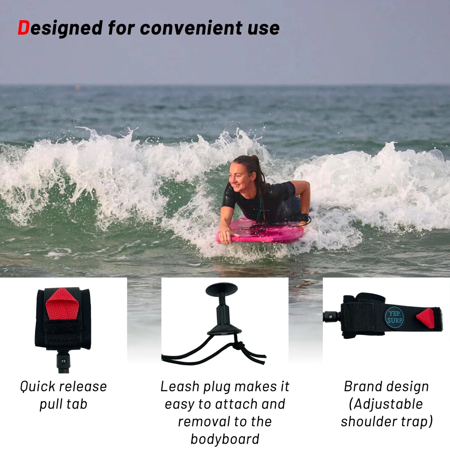 Customized Bodyboard Leash Surfboard 5ft5mm Coil Leash Wrist Cuff Leash Wave Board Premium TPU Rope for Wrist Bicep Surf Shop