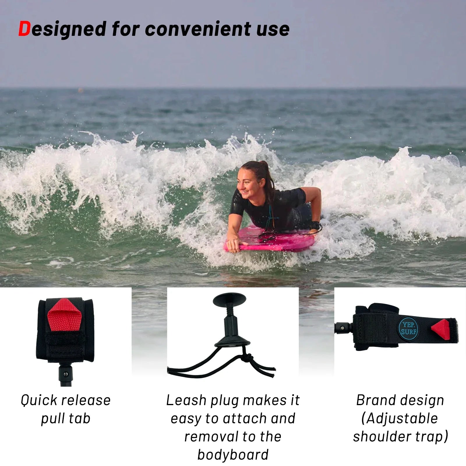 Customized Bodyboard Leash Surfboard 5ft5mm Coil Leash Wrist Cuff Leash Wave Board Premium TPU Rope for Wrist Bicep Surf Shop
