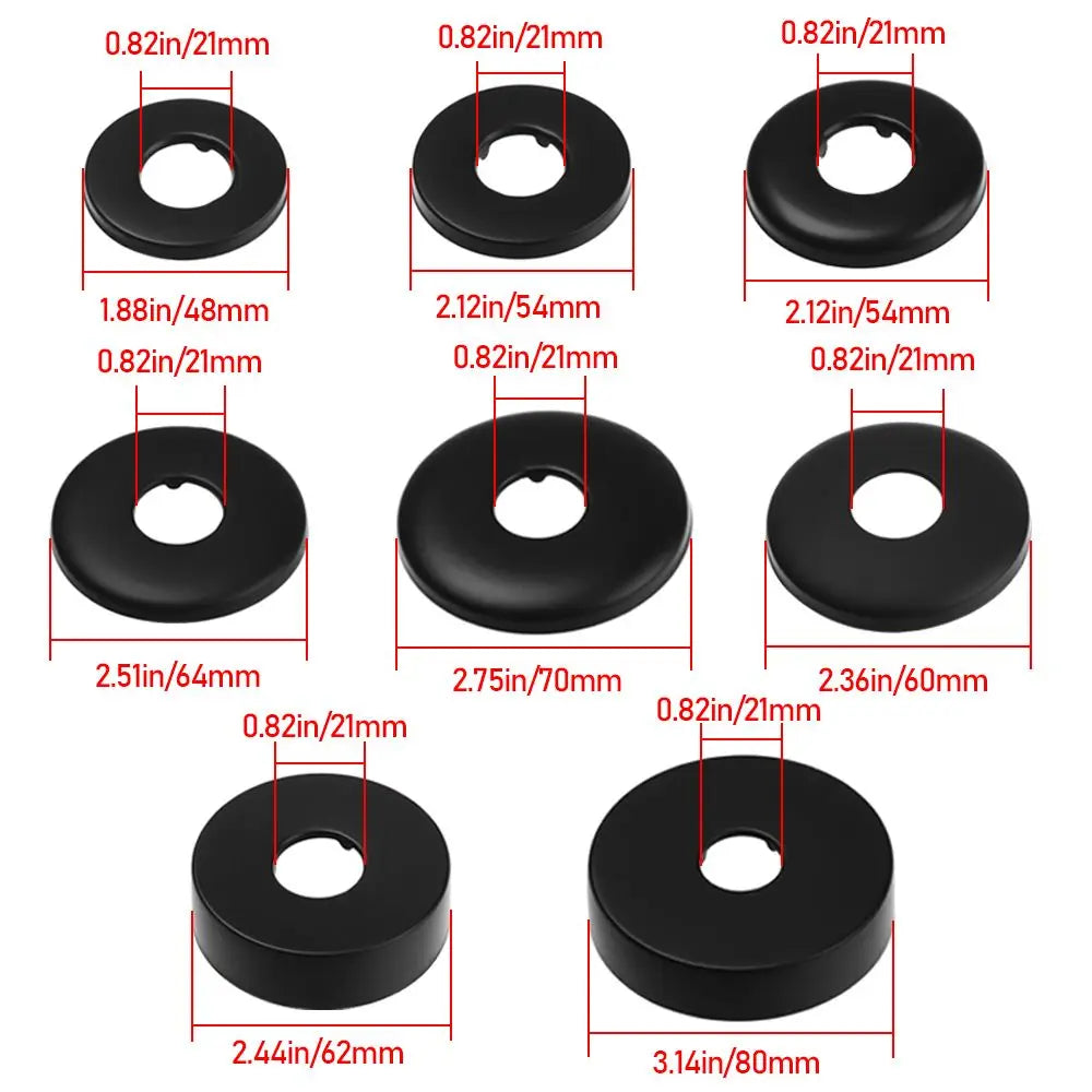 Black Shower Faucet Decorative Cover Chrome Finish Stainless Steel Wall Flange Water Pipe Wall Covers Bathroom Faucet Accessory