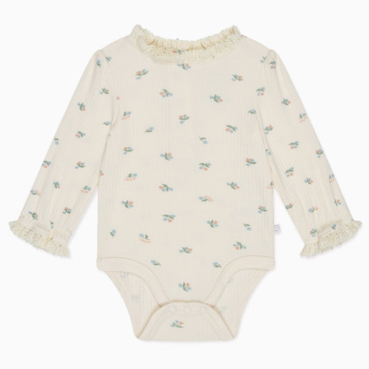Floral Frilled Ribbed Long Sleeve Bodysuit