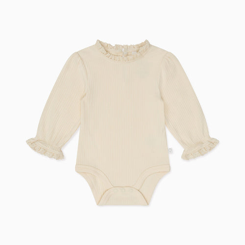 Frilled Ribbed Bodysuit - Ecru