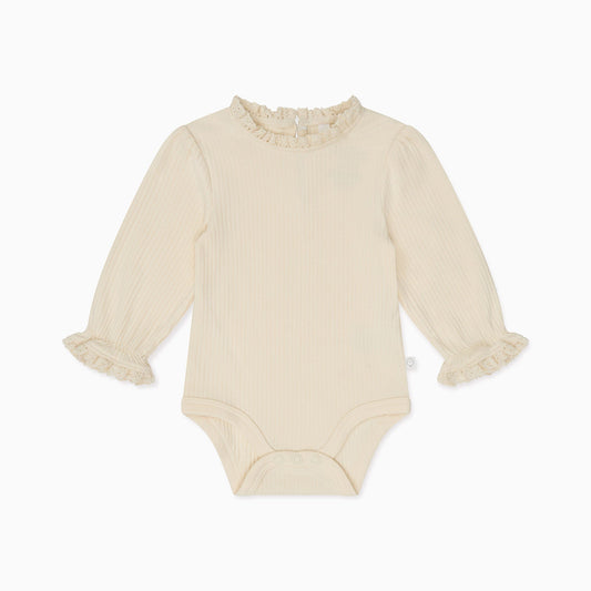 Frilled Ribbed Bodysuit - Ecru
