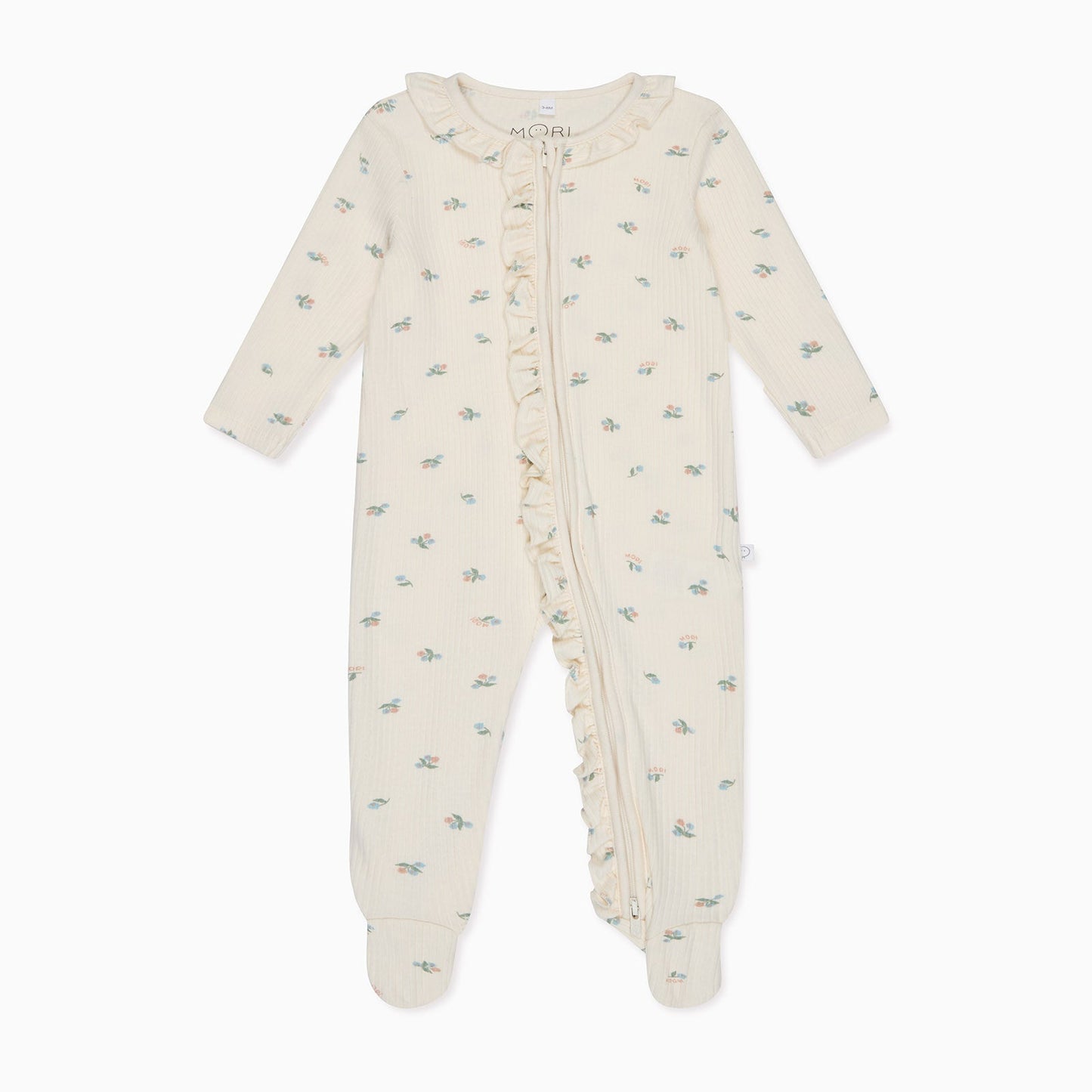 Floral Frilled Ribbed Clever Zip Sleepsuit