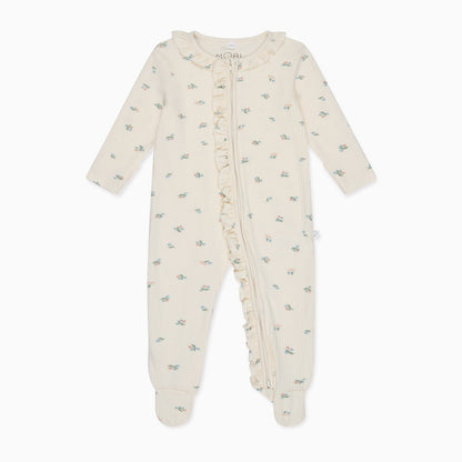 Floral Frilled Ribbed Clever Zip Sleepsuit