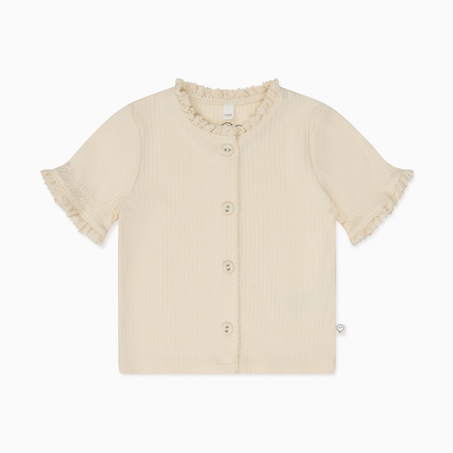 Frilled Ribbed Cardigan & Shorts Outfit - Cream