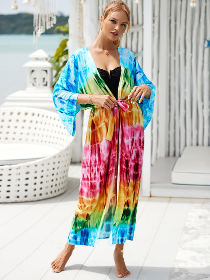 2023 New European and American Cotton Print Beach Jacket Sexy Sun Protection Cardigan Holiday Bikini Overshirt Women