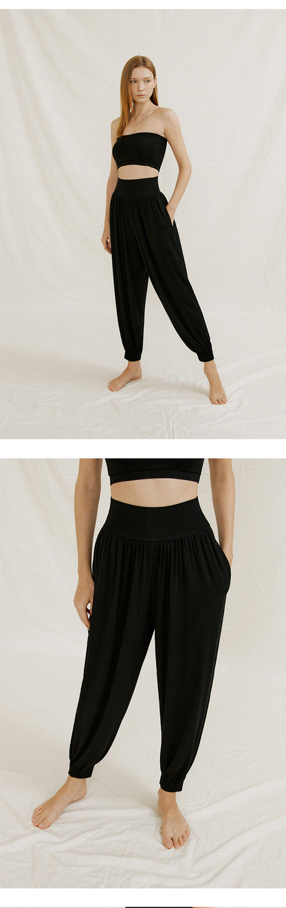 2025 Spring New Yoga Trousers Women's Loose Leg Bloomers Breathable Pilates Dance Fitness Sports Pants