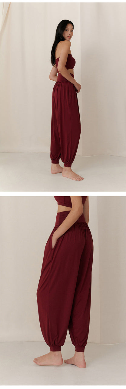 2025 Spring New Yoga Trousers Women's Loose Leg Bloomers Breathable Pilates Dance Fitness Sports Pants