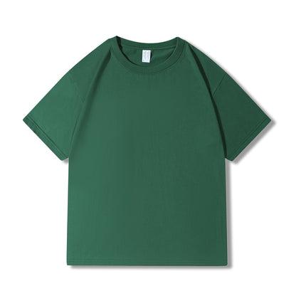 230g 40 Count Xinjiang Combed Cotton Heavyweight Pure Cotton Short-Sleeved T-Shirt for Men and Women Pure Color Round Neck White T-Shirt Bottoming Shirt