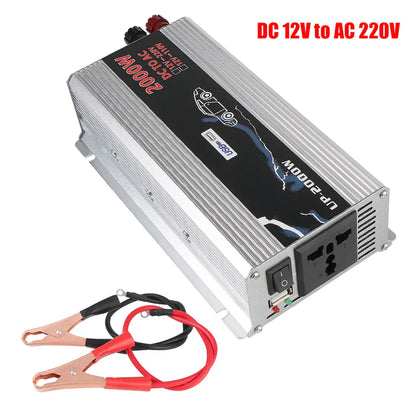 2000W DC/AC Inverter 12V To 110V 220V AC Power Socket With USB Charger Switch Car Inverter Solar Power Storage Battery Converter