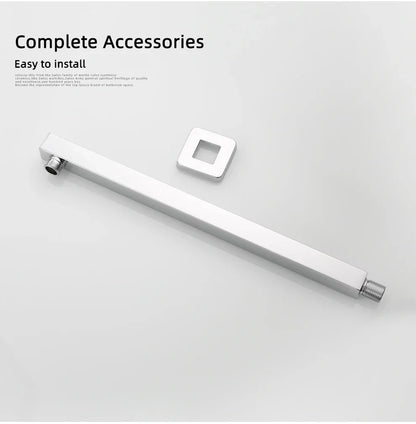 Ciencia 304 Stainless Steel Square Shower Arm G1/2 Bathroom Shower Arm Wall Mounted for Fixed Rain Shower Head