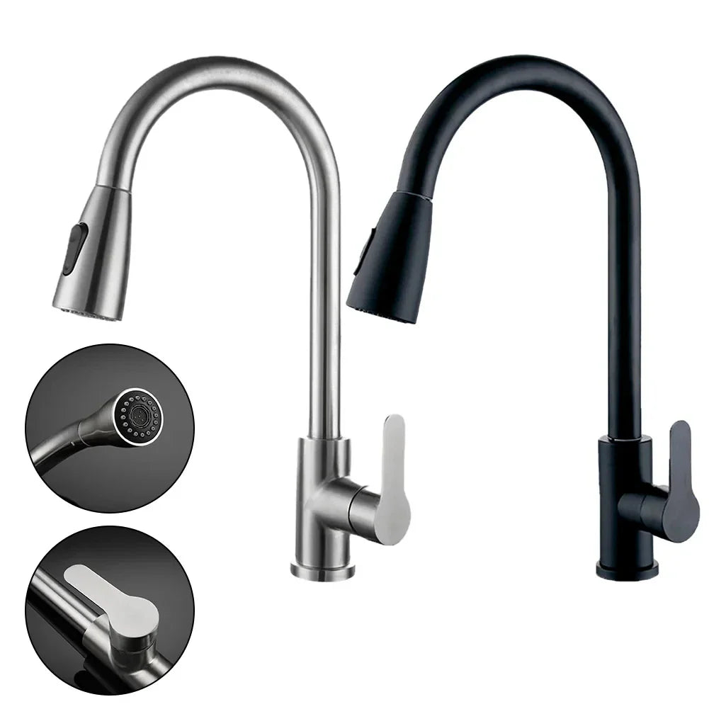 2025New Modern Stainless Steel 360° Rotating Telescopic Faucet Stainles Steel Is More Durable Kitchen Sink Bathroom Basin Faucet