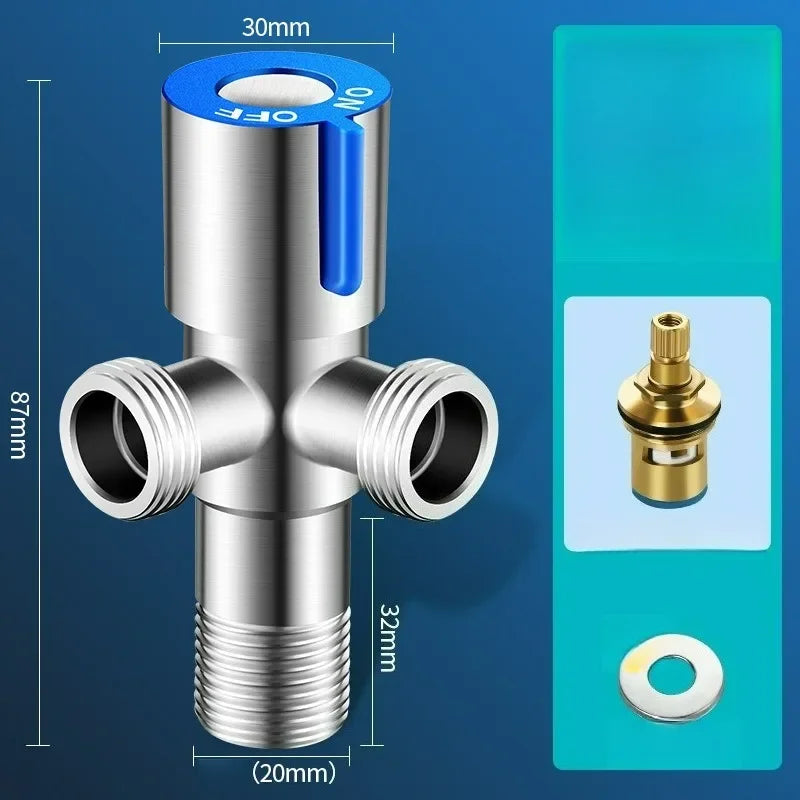 Bathroom Connector for Toilet Basin Water Heater G1/2 Stainless Steel Angle Valve Thread Triangle Valve Hot and Cold Water Valve