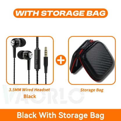 3.5mm Wired Earphone In Ear Headset HIFI Heavy Bass Earbuds Monitor Sports Headset Stereo Music Gaming Headphone With Microphone