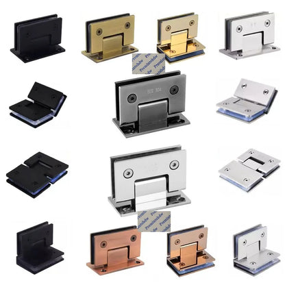 2Pcs 304 Stainless Steel Shower Enclosure Door Hinge 90 135 180 Degrees Rose Gold Matte Black Mirror Antique Bronze White