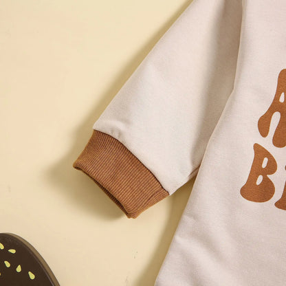 0-18M Newborn Baby Boys Girls Letters Print Playsuits Cotton Casual Long Sleeve Romper Spring Fall Toddler Infant Kids Clothing