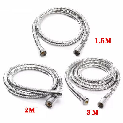 Black 1.5m/ 2m /3m G1/2 Inch High Quality Flexible Shower Hose Stainless Steel Chrome Bathroom Water Head Shower Extension Pipe