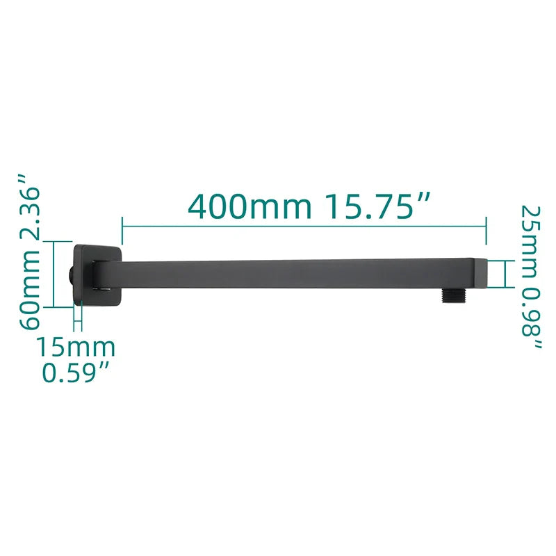 Ciencia 304 Stainless Steel Square Shower Arm G1/2 Bathroom Shower Arm Wall Mounted for Fixed Rain Shower Head